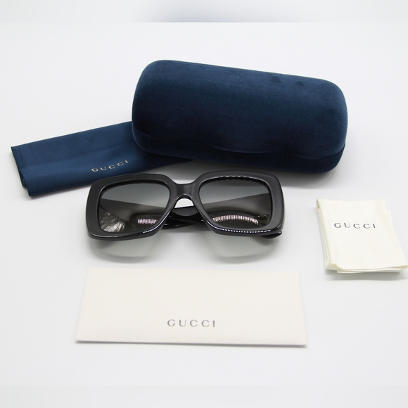 NEW GUCCI GG0141SN 001 WOMEN’S BLACK SUNGLASSES - Picture 14 of 15
